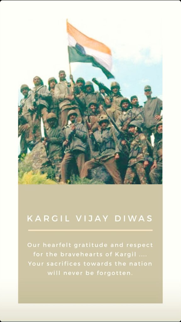 Guru1997Raj's tweet photo. Tributes to our brave Heroes.
#KargilVijayDiwas 

Thank you Indian Army &amp; all our men &amp; women in uniform !! 

Jai Jawan Jai Kisan Jai Hind https://t.co/Jyb5y34aDW