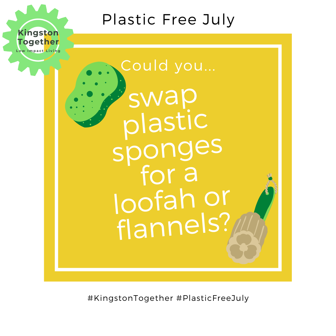KT2gether's tweet photo. 🛁 Most sponges contain plastic so next time you are replacing look out for natural loofah, flannels, or compostable sponges.
🚿If you use a shower puff and are about to throw it away because it has unravelled check our post today on how to repair! 
@PlasticFreeJuly https://t.co/mbdRpXCT8F