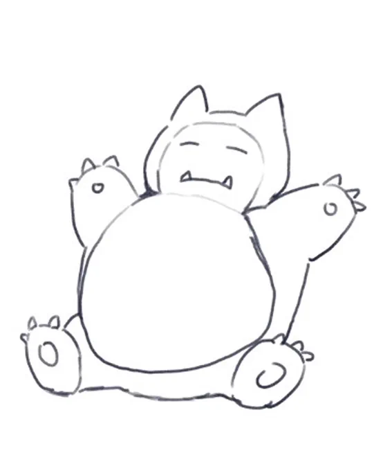 片手間に記憶だけで描いたカビゴン結構よく描けた気がするの 