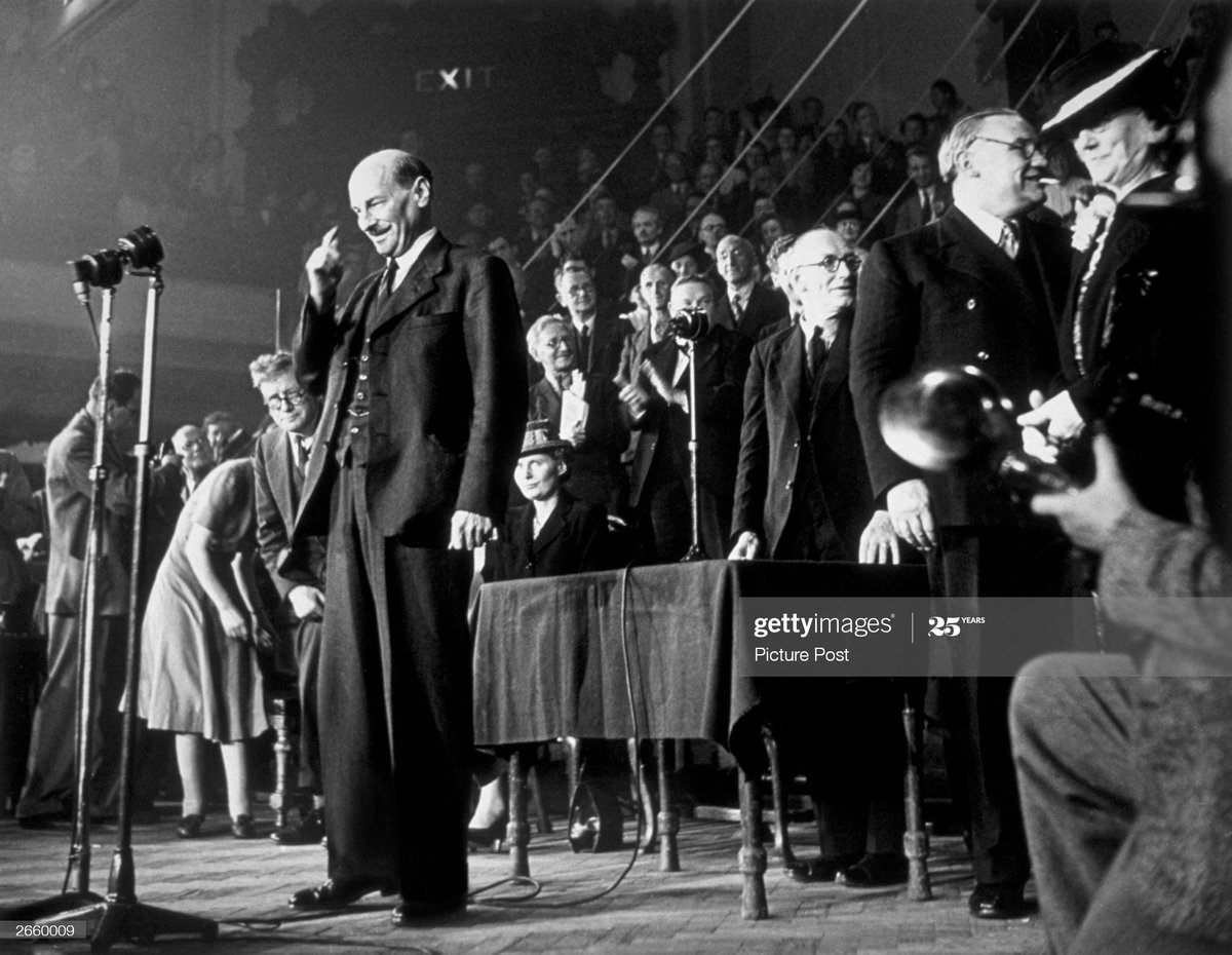 Attlee told the crowd: ‘We have a great task before us. The country has put its confidence in Labour. It will not put that confidence in vein’