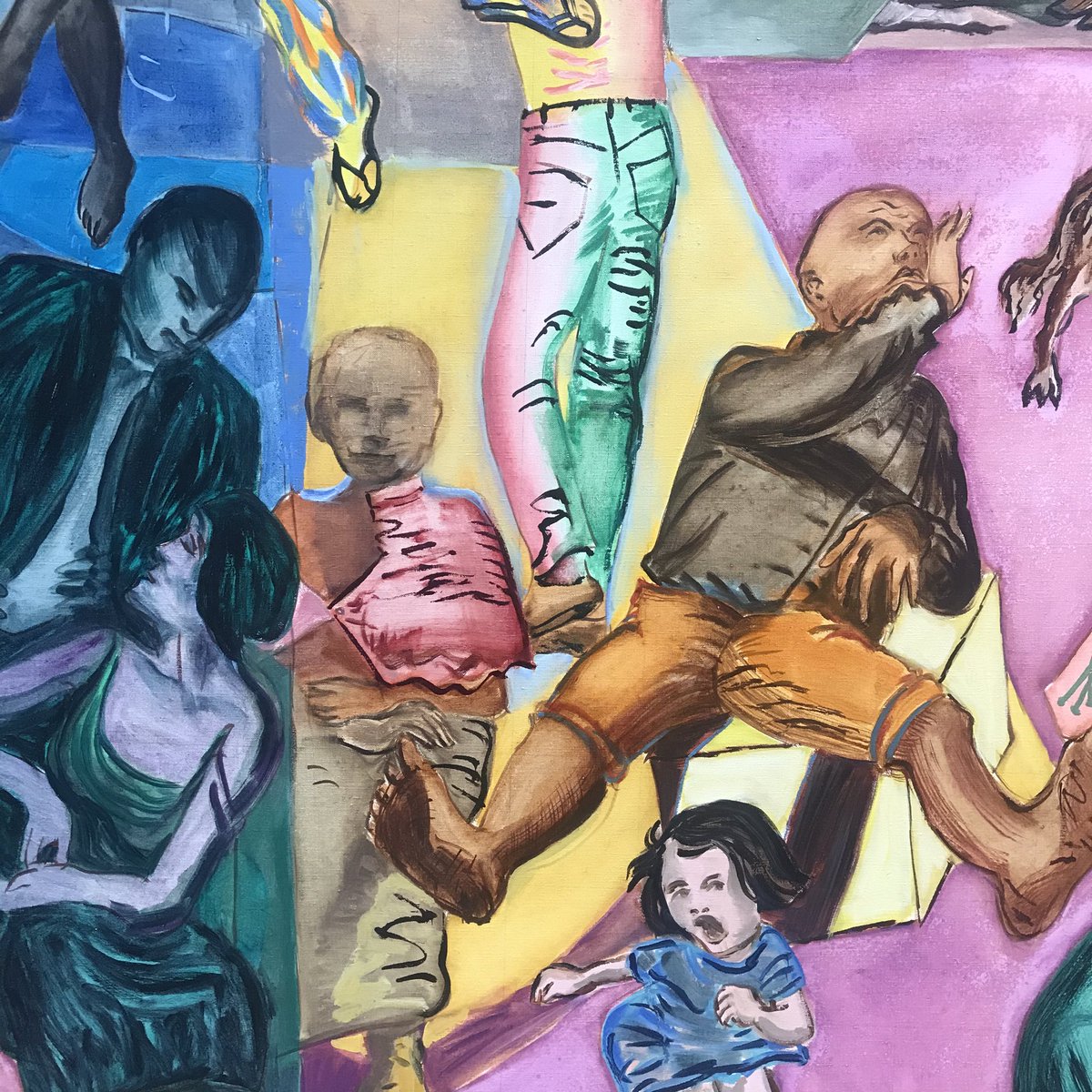 frankcreber's tweet photo. Detail of current painting on the studio wall based on ink drawings @thamessidestudiosse18 @bromley_by_bow_centre #sequentialart #community #narrativeart #inkdrawing #contemporaryart #classicalmusic #dramarehearsal https://t.co/wgvV0P3JUo