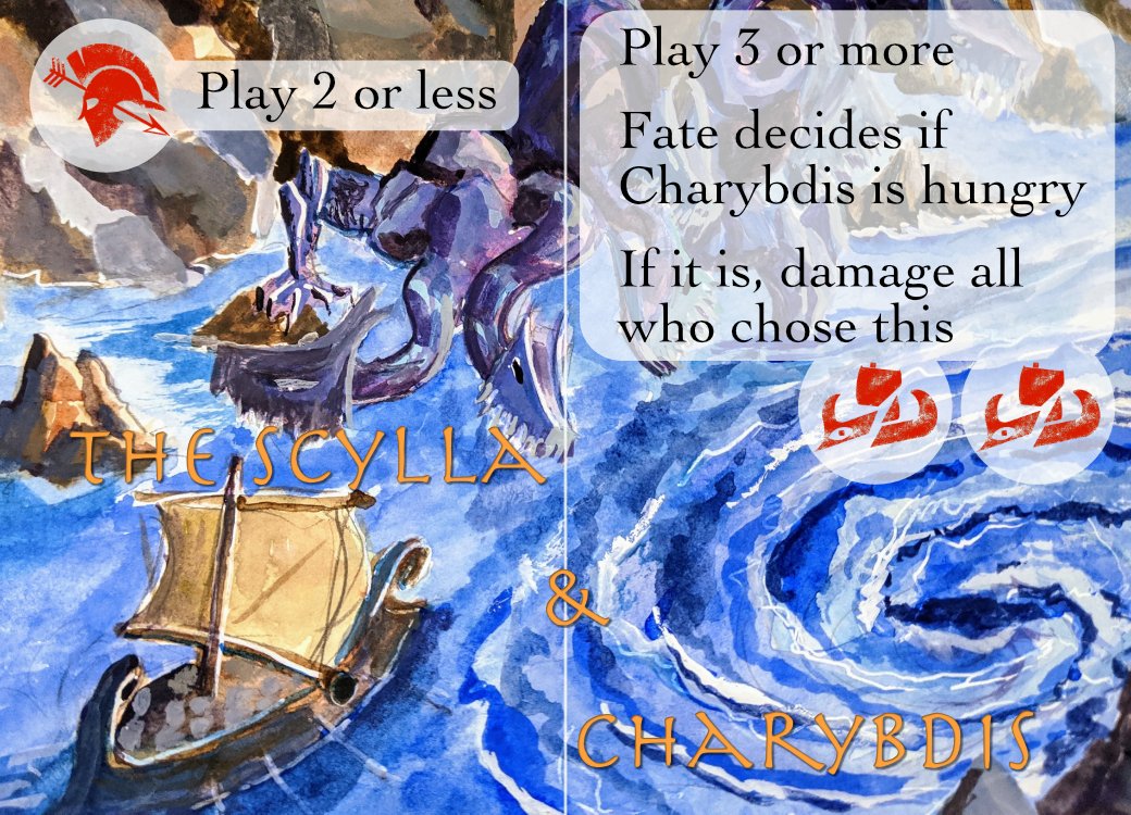 pdyxs's tweet photo. The journey so far for the rules, art and layout for one of the cards in #theodysseysgame

The focus for me here is to best evoke the story being told and the rules being communicated... (1/2)

#boardgames #gamedev #cardgame #theodyssey https://t.co/gbuCImpl68