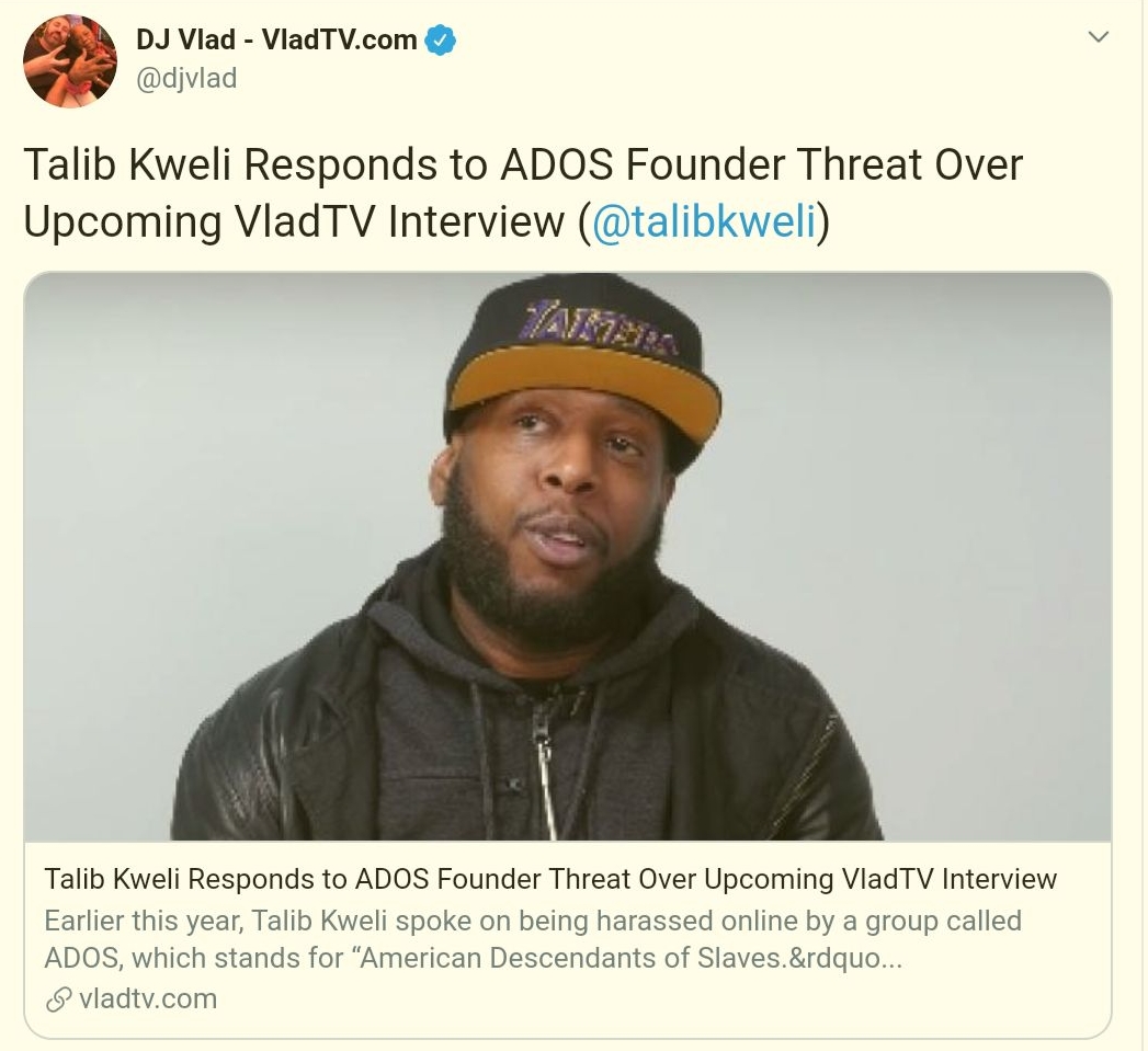 #13DJ Vlad DJ Vlad teamed up with Talib Kweli against Yvette Carnell & her movement, when challenged on his stance for reparations being solely distributed through free education. He later changed his mind after offering Talib Kweli a huge platform to attack Carnell.