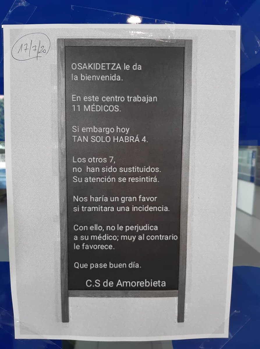 DoctorCasado's tweet photo. Ante el nuevo pico de #covid19 su profesionales de #AtenciónPrimaria haremos lo que podamos.

Muchas gracias por su comprensión. https://t.co/Y4q7xNclK4