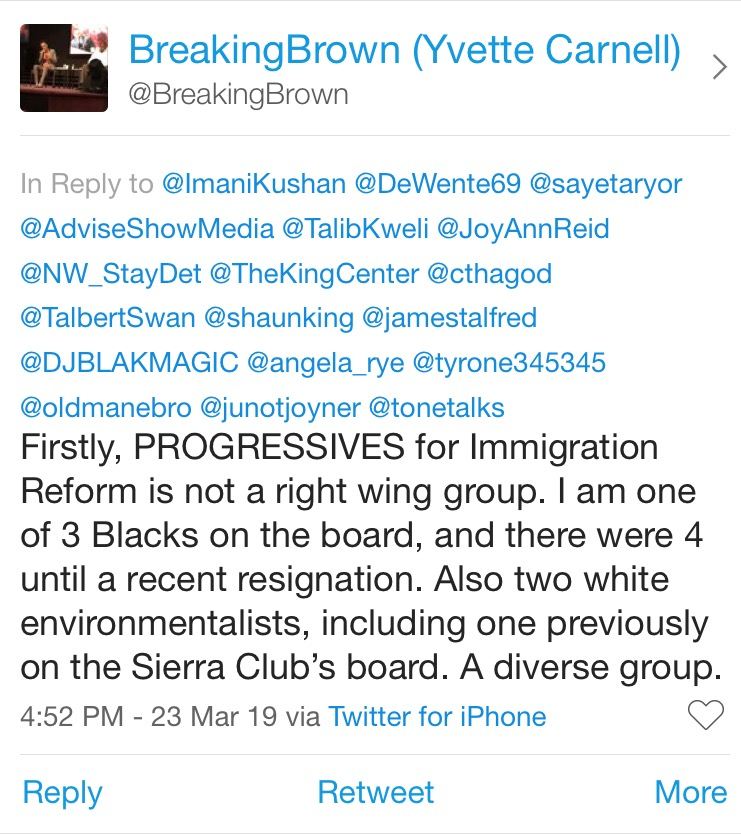 I referenced prior Talid Kweli giving Dr. Claude Anderson a pass, but not a woman, Yvette Carnell in regards to PFIR. I attached more of her own words and the link that shows Anderson's affiliation. https://twitter.com/AdosGrievances/status/1287271175853412356?s=20
