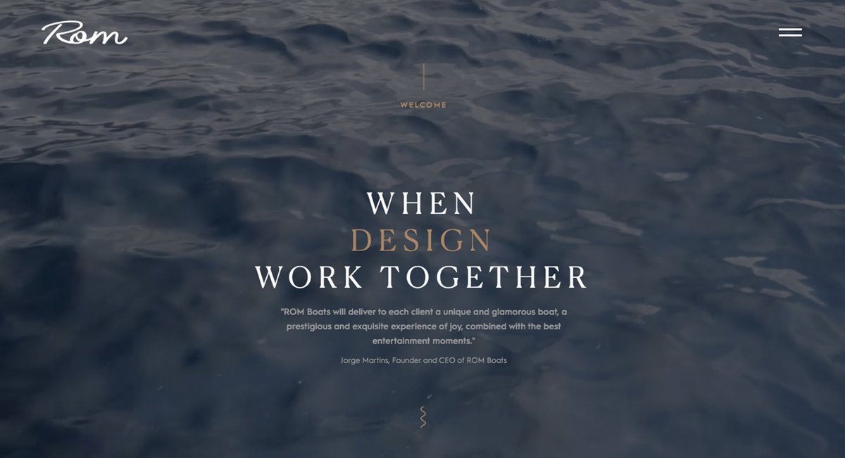awwwards's tweet photo. ROM Boats by lavva . digital agency (Portugal) wins #SOTD Boats ROM stands for Rebuild Ocean Motivation, the only manufacturer of custom recreational motor boats on the Iberian Peninsula https://t.co/n4WGCgIpWG #ReactJS #Design https://t.co/rgjWUciIgX
