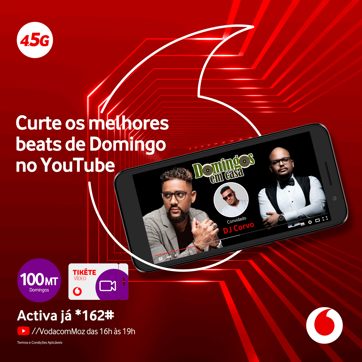 VodacomMz's tweet photo. Fica atento ao canal de YouTube da Vodacom neste Domingo para acompanhares em directo as actuações do #DJFaya e #DJTay na rubrica #DomingosEmCasa e com o #DjCorvo como convidado especial. 

Activa já *162# 

#TikêteVídeo #FicaEmCasa https://t.co/kTkw0dUkFz