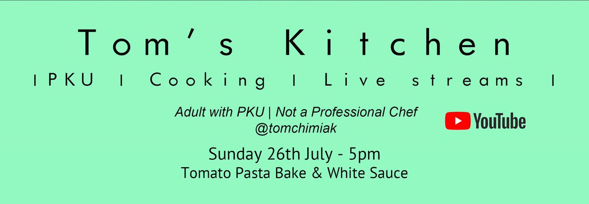 TomChimiak's tweet photo. Off out on a shoot this morning but come 5pm today I will be cooking randomly on the internet again - Tomato Pasta Bake & White Sauce #TomsKitchen #PKU #cooking
https://t.co/md0wuJn5wG https://t.co/ne1tCDTa6O