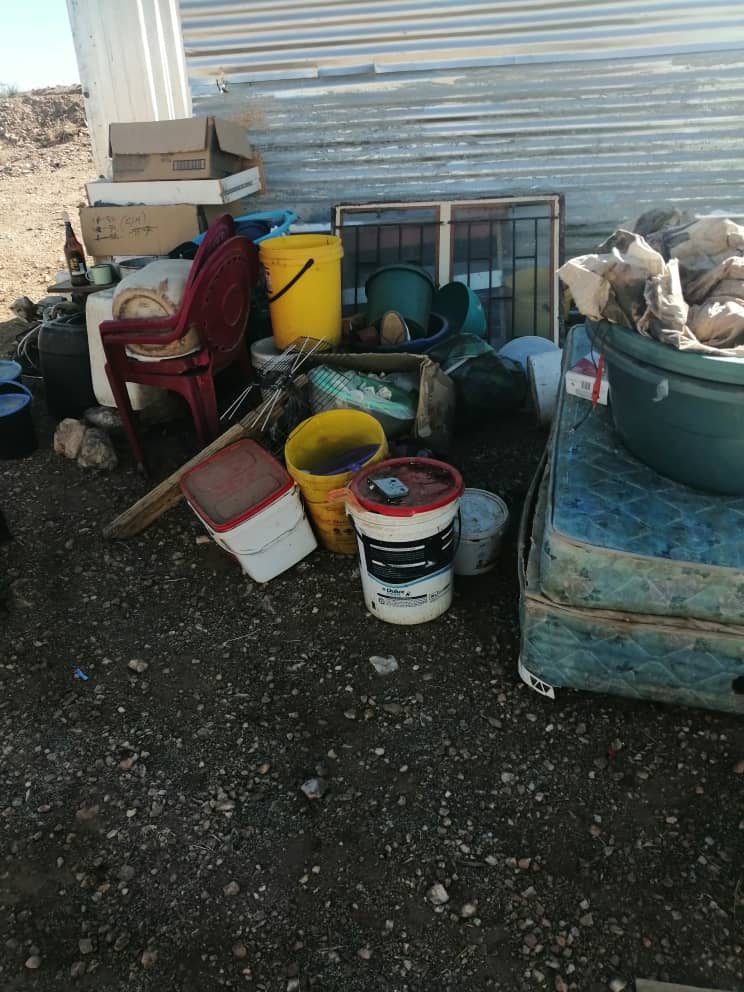 NewEraNewspaper's tweet photo. A family of five, including a one-year-old child, were forced to sleep in the open after the City of Windhoek demolished their shack. It is not yet clear as to what led to the demolition. The outraged community are demanding to be addressed by City Police chief Abraham Kanime. https://t.co/BrajkcuAGw