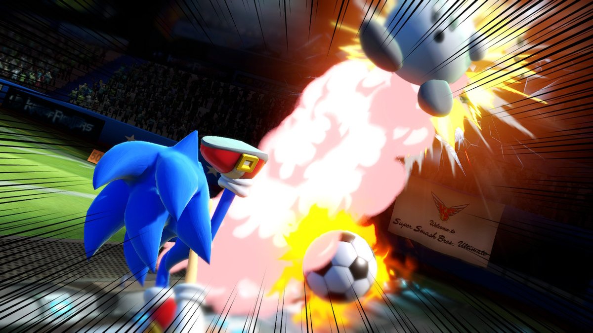 MrYanpai's tweet photo. That's the wrong football, Sonic! #SmashSnaps #SmashBrosUltimate https://t.co/70Zkplpjtp