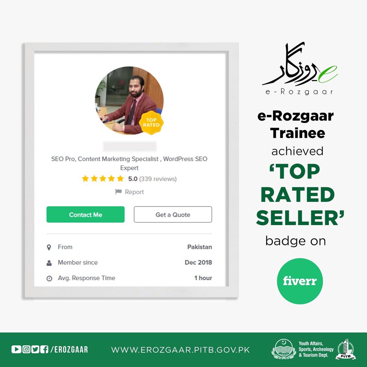 e-Rozgaar Program on X: “E-Rozgaar student earns Top Rated Seller Badge”  Team @erozgaar would like to congratulate a member of its esteemed alumni  Nauman Ali on being awarded with the Top Rated