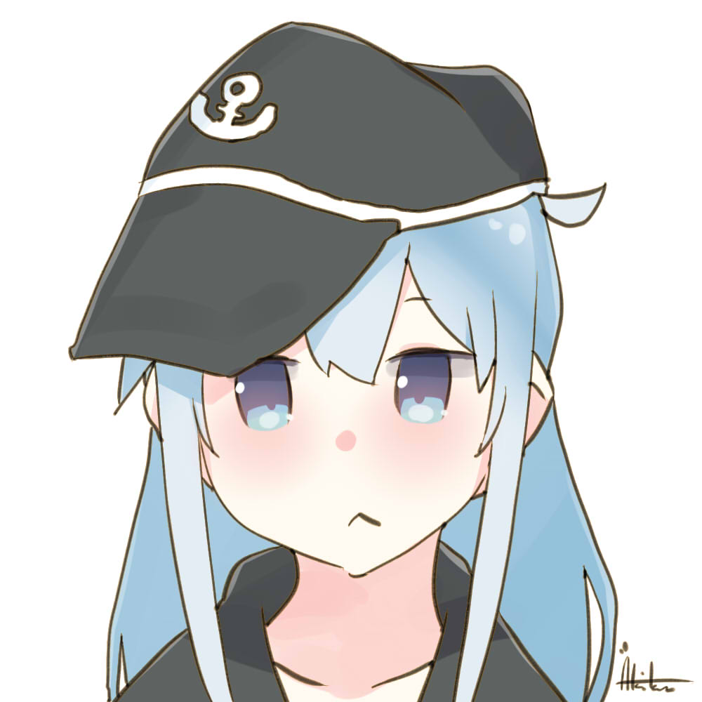 akatsuki (kancolle) 1girl solo hat long hair smile simple background white background  illustration images