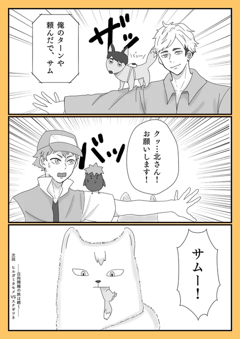 ◯ケモン??
侑日ではない、これは侑vs日向
何億番煎じだけど、描きたかったんだ 