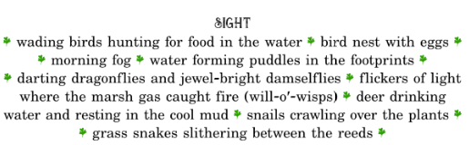 Freshwater Marshes were a test, I admit. Originally, I've used a dingbats font to make ornaments - but they ended up being read as 'p' and a pain to listen to. So they got replaced with full stops and stopped being annoying - with little to no hurt to the 'aesthetics.' 4/