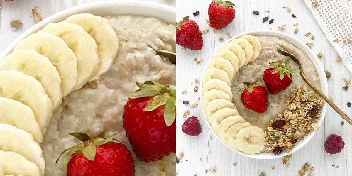 Have you guys noticed that we've changed out photo background? What do you think? 🍓 #Foodpositivity #Oatmeal