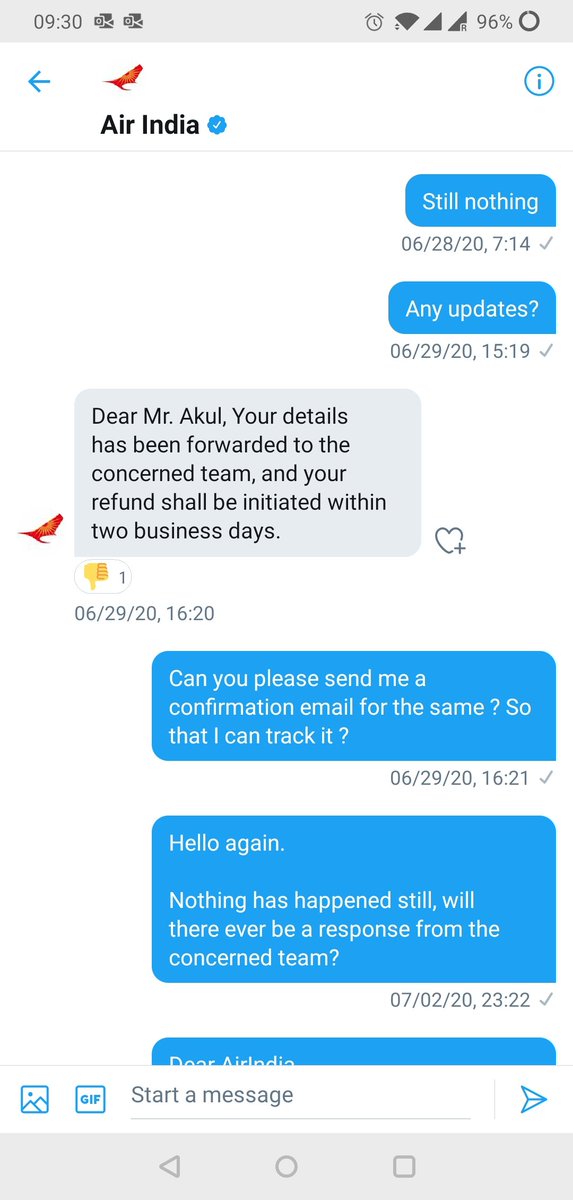 AkulB's tweet photo. @airindiain @vamshikrish55 What about this ? There has been no action since over a month. https://t.co/RSIOAiB2Nw