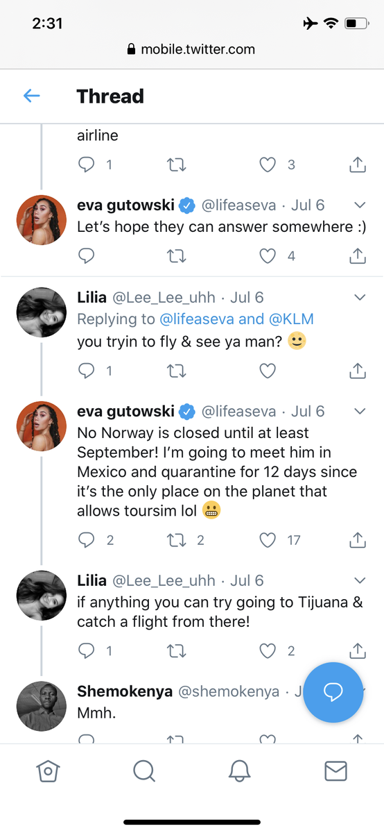 Daisylilfeather's tweet photo. @ChrisKlemens @lifeaseva shes so out of touch that she out here bashing airlines on her huge platform like a spoiled brat. Seriously? Like you don’t need to be going on vacation right now. Lord help us all. https://t.co/p3s606Trwi