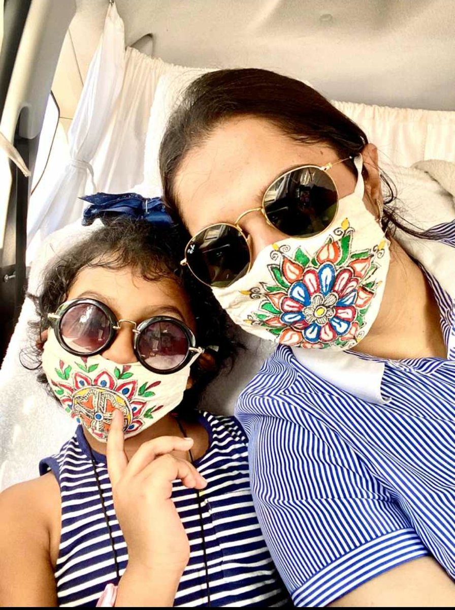 nildeoreIAS's tweet photo. wife and daughter is also using #mithila painting masks.

They came out for the first time after first lockdown to accompany with me for inspecting Kamla, bhutahi balan and kosi river.
#madhubani https://t.co/kBlL84KUey