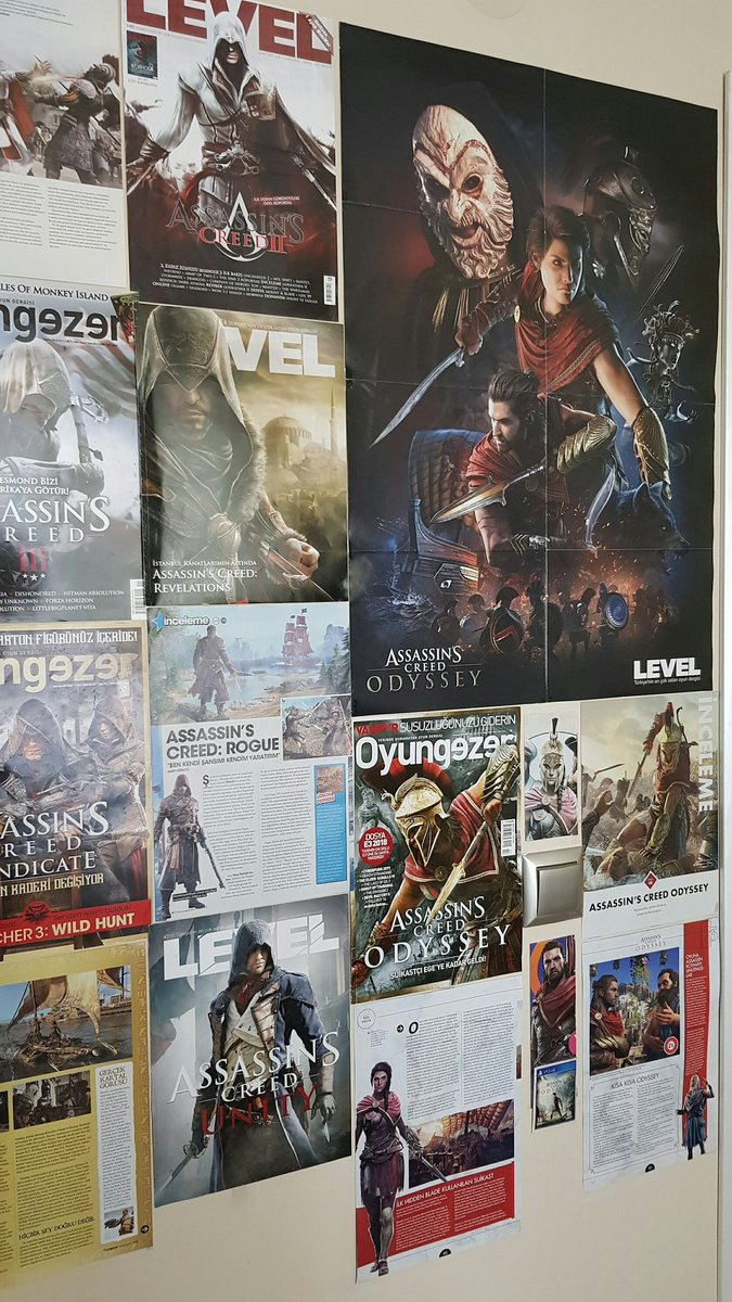Eva_S_A's tweet photo. My wall of the Creed. Of my favorite Assassin's Creed games.
While still residing in Turkey, I've ordered old magazine issues that contain posters and articles of AC, even ones dating back to 2009, then clipped and organized them.
#AssassinsCreed #Ubisoft #leveltr #oyungezer https://t.co/e46IR1krtD