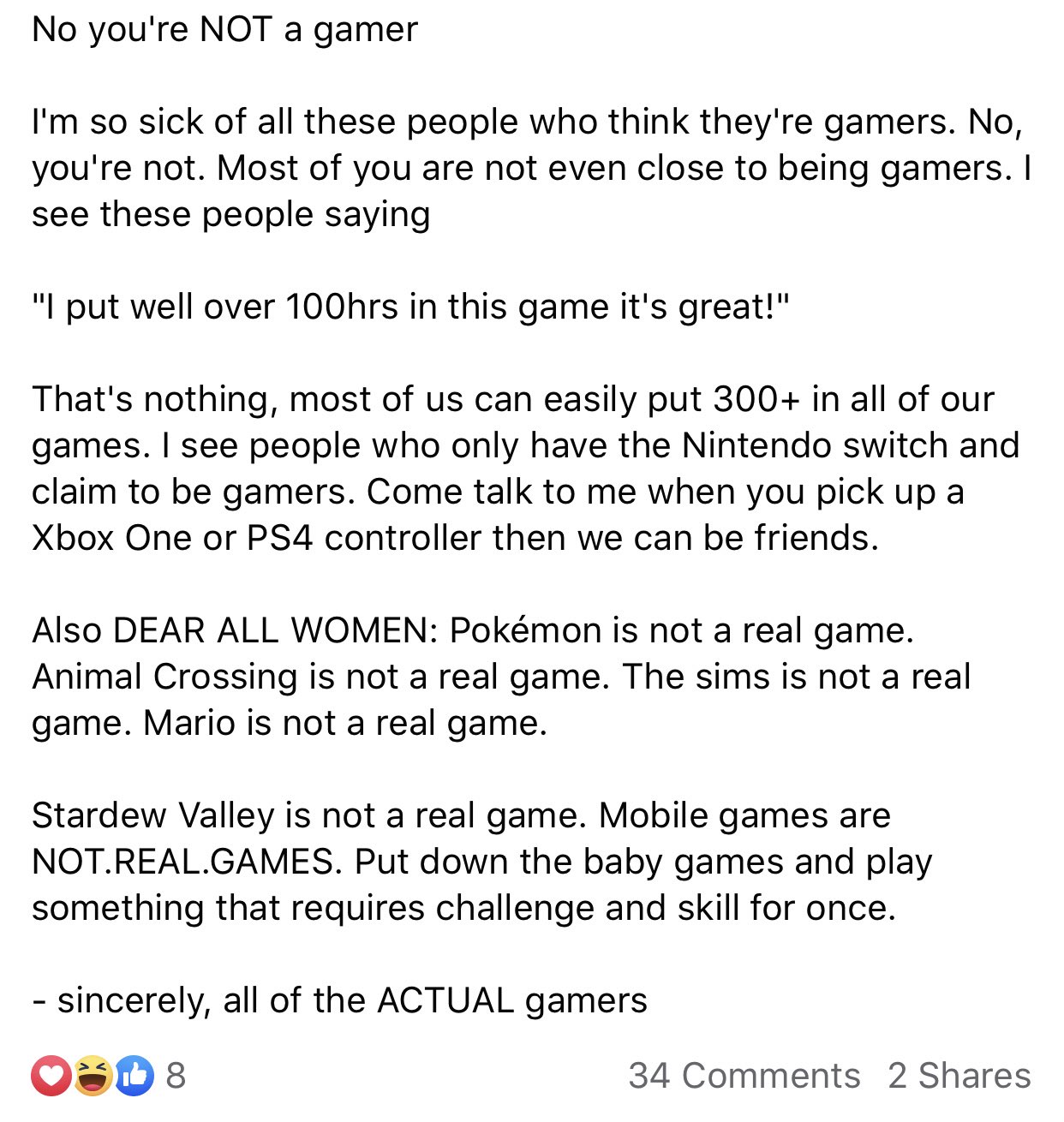 hails 🪵 on Twitter: "okay, what are your opinions on this post?  personally, it made me mad because if it's a game and you play it and you  enjoy it, then you're