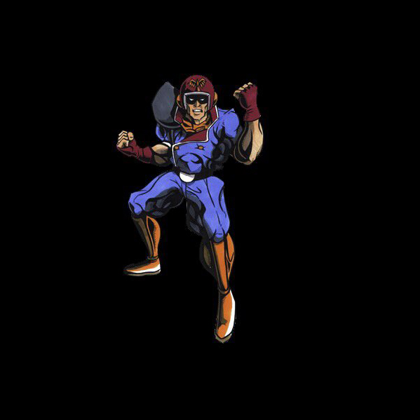 Différents artworks pour Captain Falcon & Samourai Goro (versions en jeu à droite). Aucune idée s& #39;ils étaient prévu comme concept art, pour la communication ou pour le jeu.