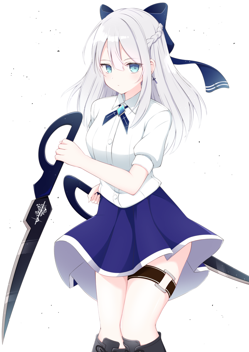 逆手二刀流銀髪少女ちゃん 鈴梨れい お仕事募集中のイラスト