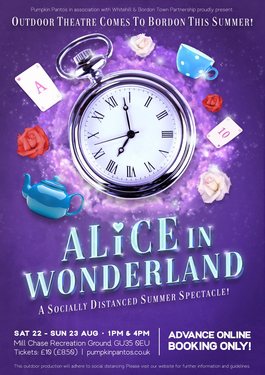 PumpkinPantos's tweet photo. The Holidays needn't be so bland.
Take a trip to Wonderland... 🐰♥️

BORDON - Mill Chase Recreation Ground.
https://t.co/7M14U2HO8z

#panto #pantomime #alice #wonderland #summer #bordon #kids #hampshire https://t.co/HMLN1LClSX