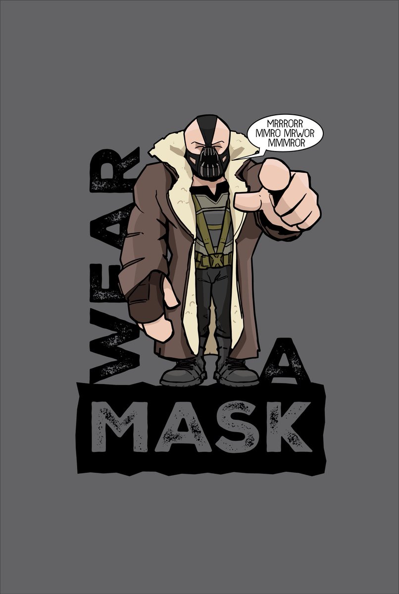 alejcak's tweet photo. Bane says ‘Please wear a mask’
.
.
#bane #pleasewearamask #wearamask #illustration #illustrator #design #maskdesign #batman #dc #dccomics #artistsoninstagram https://t.co/lL9hHOna7K