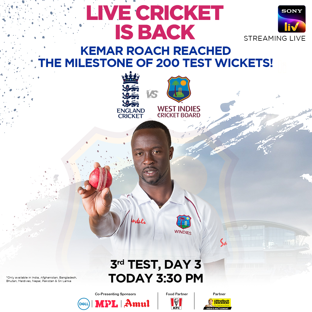 SonyLIV's tweet image. With West Indies having their own moments in the 1st innings, the English pacers have proven instrumental in strengthening their hold on the deciding Test.

Tune in to watch Day 3 of the #FinalTest, LIVE on #SonyLIV

Subscribe here: bit.ly/WisdenTrophy3r…