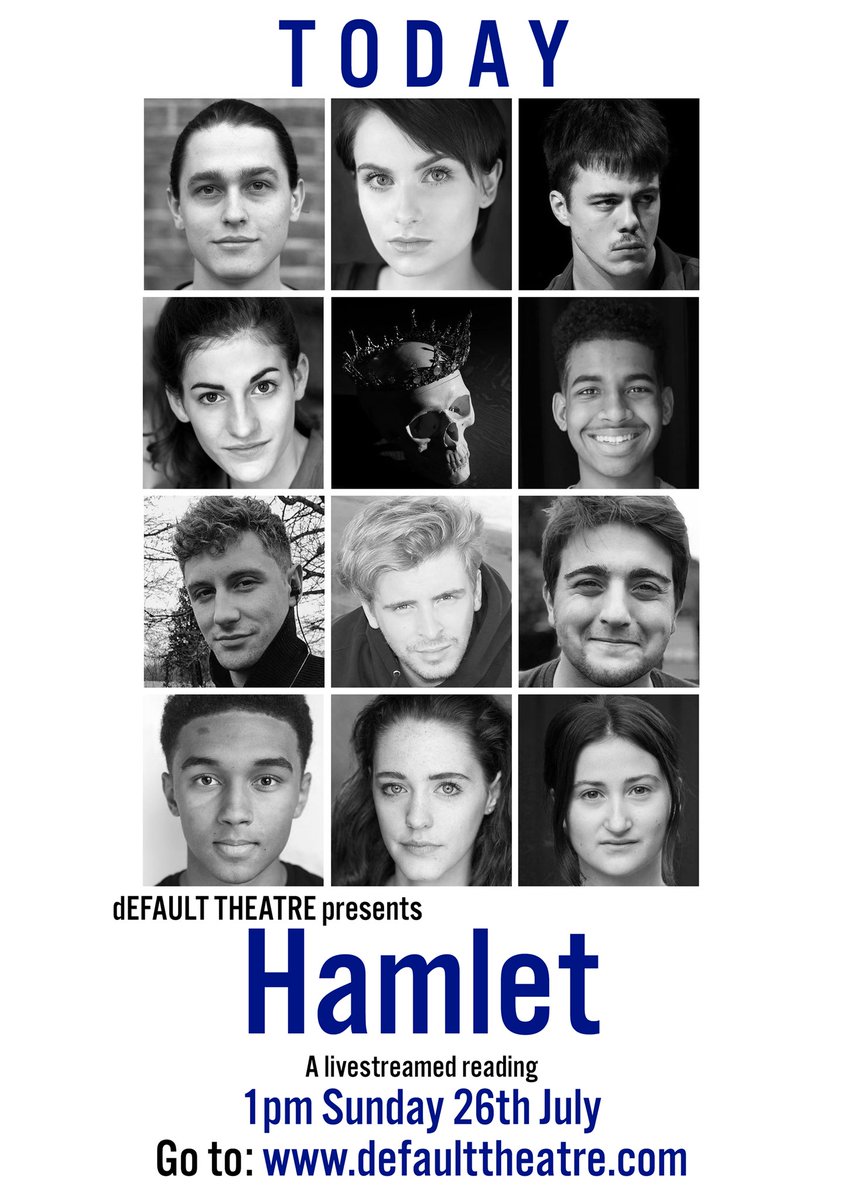dEFAULTTHEATRE's tweet photo. “Something is rotten in the state of Denmark.” Join us today at 1pm, to see how a young prince goes about getting revenge in our reading of William Shakespeare’s ‘Hamlet’. 
Go to : https://t.co/UBDmLWcsSH
#Shakepseare #Hamlet #LiveReading https://t.co/al15Q8zSVs
