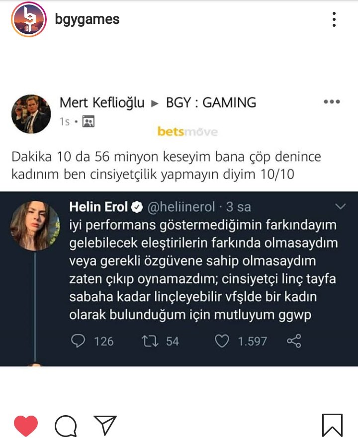 Daha maç başlamadan cinsiyetçi flameler atıldı maç bitti bircok kişi “ kadınlar ne anlar espordan bok gibi oynadı kadınları oynatmayın vs ” diyerek flame atıldı. Hatta bazıları baya küfür bile etti... Yani kimse mağduru yatmıyor :)