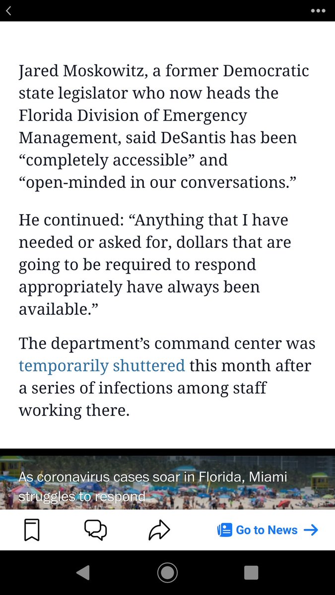 Buried in paragraph #5,173,903...the state's Democratic emergency manager actually thinks DeSantis did fine.This comes after anonymous quotes saying he was basically Satan.So, standard WaPo hackishness.