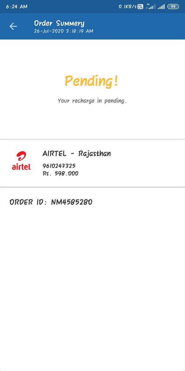 Jitendr01246731's tweet photo. @NexMoney6 kal night ka 3 bje  recharge kiya huaa jo abhee tk pending bta rha h...
Mobile number 9610247325 https://t.co/zgCyJjkF3N