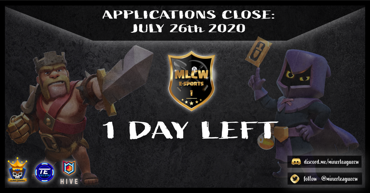 MinerLeagueCW's tweet photo. Applications for MLCW E-Sports Season 1 close tonight. Better start building bases! Sign up now to have a chance at a prize pool of $1250! 💰

- https://t.co/V8mVVh4ZX4

We would also like to open our applications for MLCW Approved Streamers

- https://t.co/vbIKOrHZiA https://t.co/32zQnZHWCV