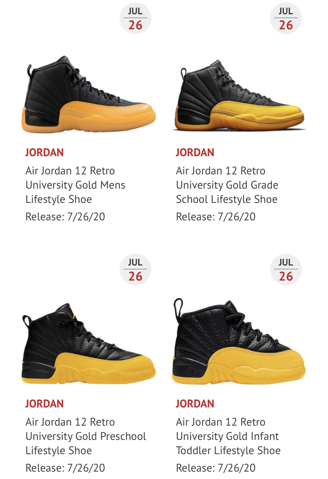 jordan 12 university gold preschool