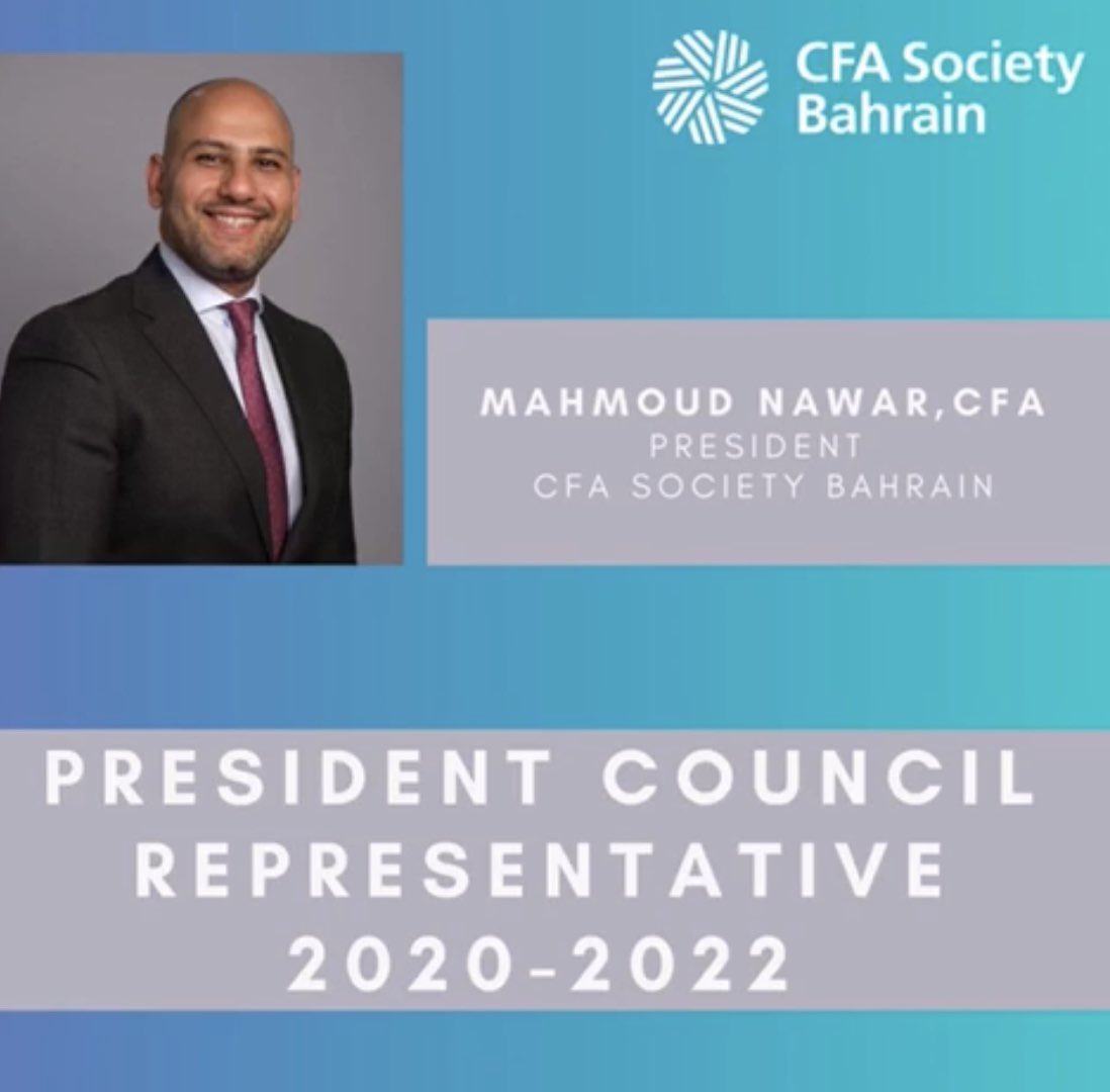 We’re pleased to announce that Mahmoud Nawar has been nominated the PCR of MEA region! Mahmoud has been the President of CFA Society Bahrain 🇧🇭 for 6 years and we’re very proud that one of our own leadership team has grown to look after 15 societies in the region.
