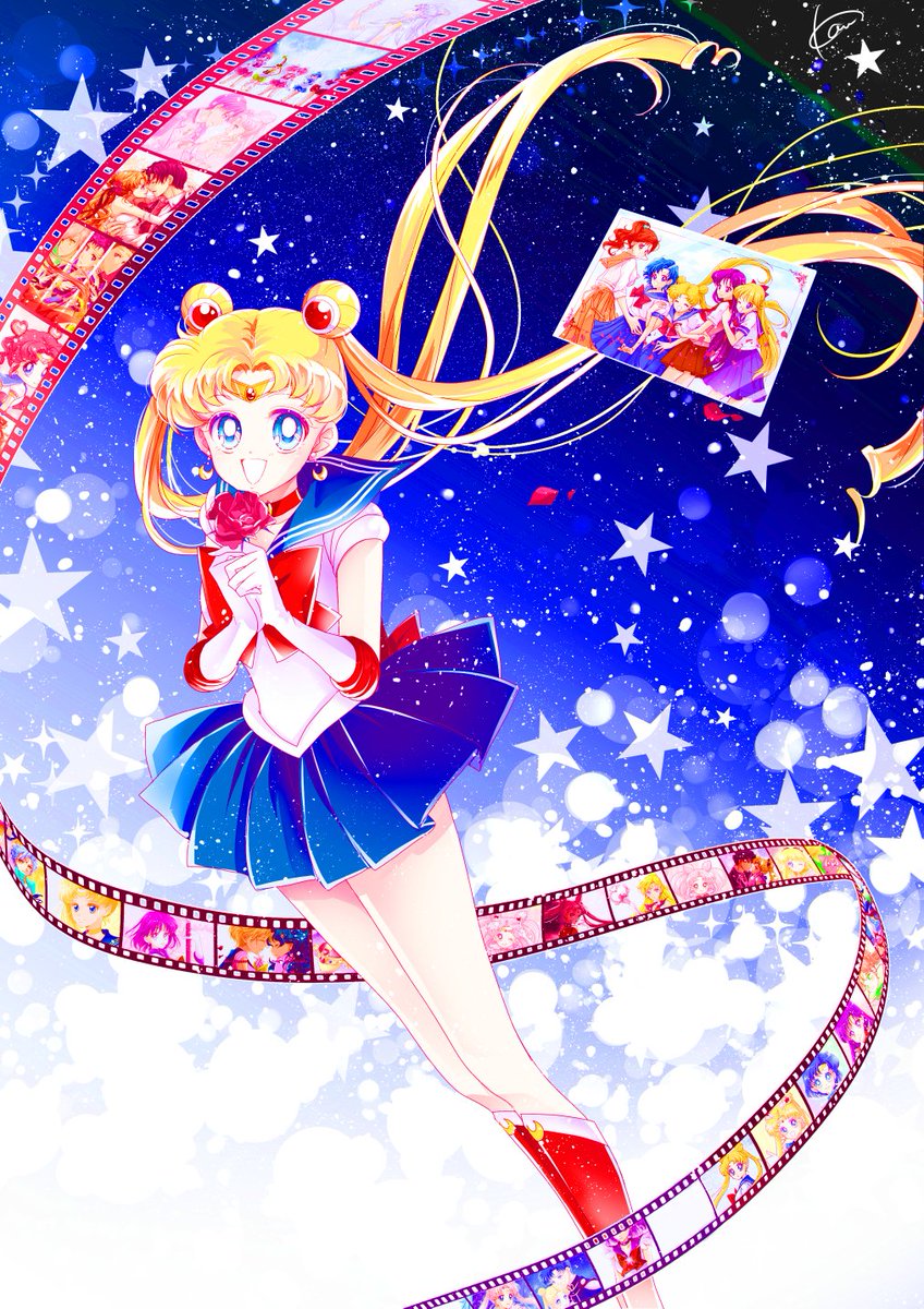 愛野美奈子 ,セーラームーン ,月野うさぎ 「#絵を彩度100にすると超派手
青がヤバイな…目痛い… 」|花雨(kau)＊*誤字魔のイラスト