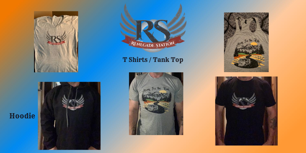 RenegadeStation's tweet photo. Get styling with some RS merchandise! Prices include shipping - TShirts $30.00 Hoodies $55.00 Please message us for sizes and payment / shipping instructions. #getstyling #merch #alongfortheride https://t.co/EZdRQK8yik