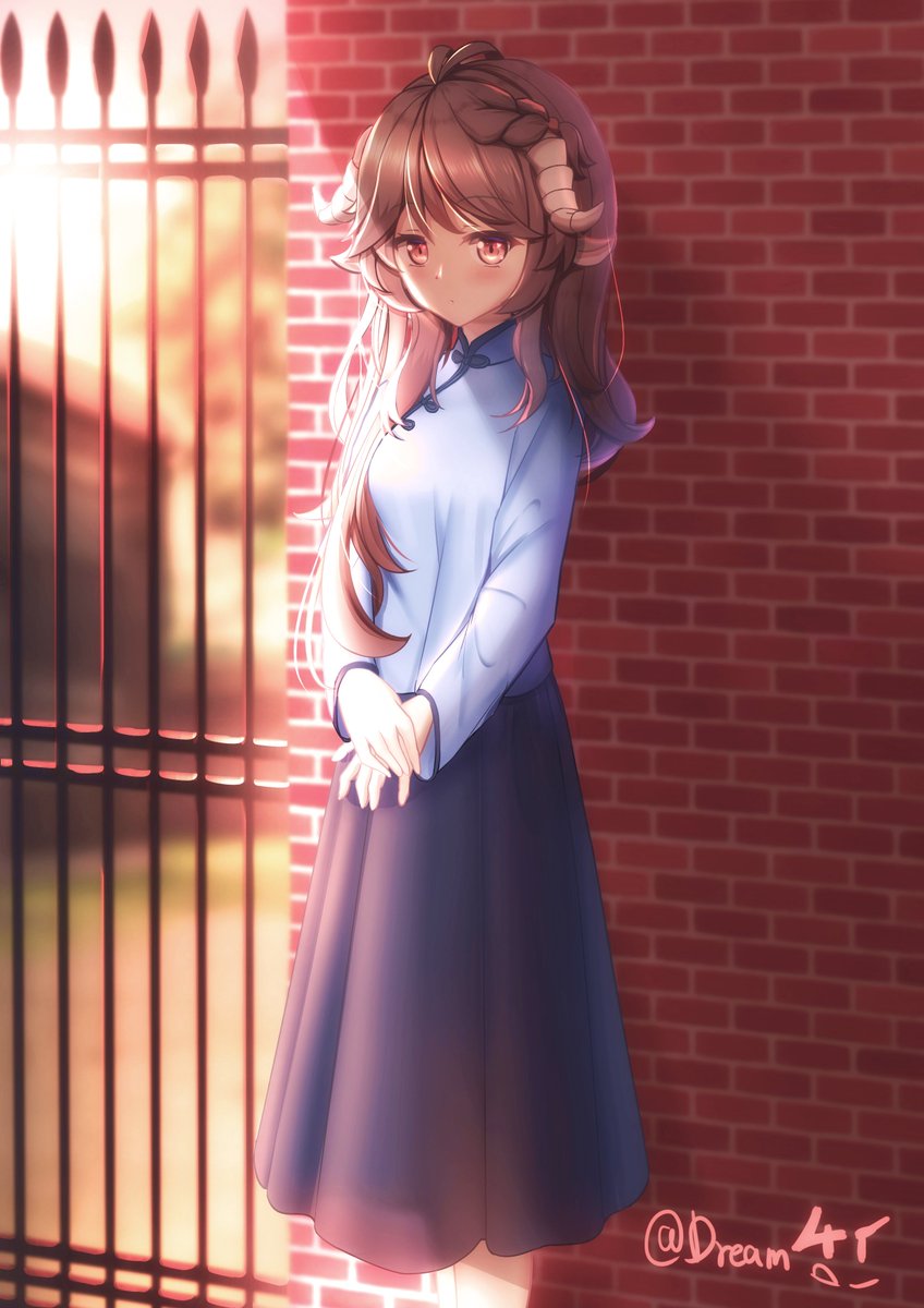 アークナイツ 放課後学校の正門に待っているかわいい後輩ちゃん アークナイツ エイヤフィヤト Dream41のイラスト