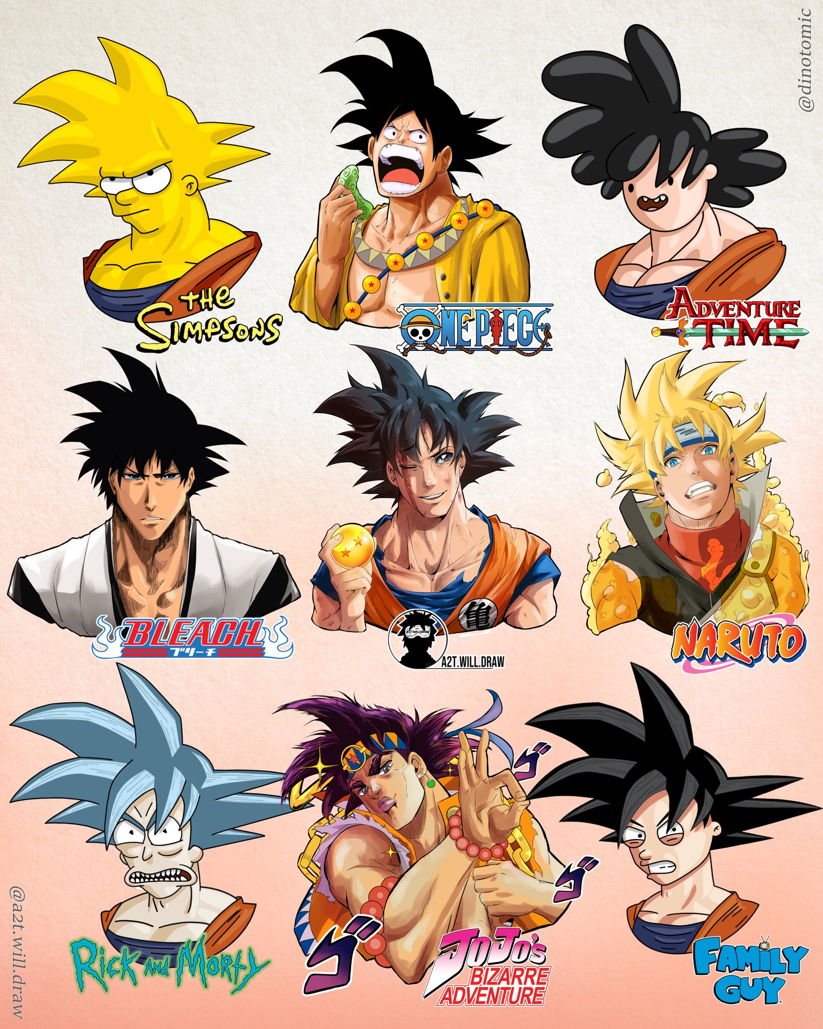 t Will Draw Goku In 9 Art Styles Instagram Collab With Dinotomic T Co Skailv9o2h Twitter