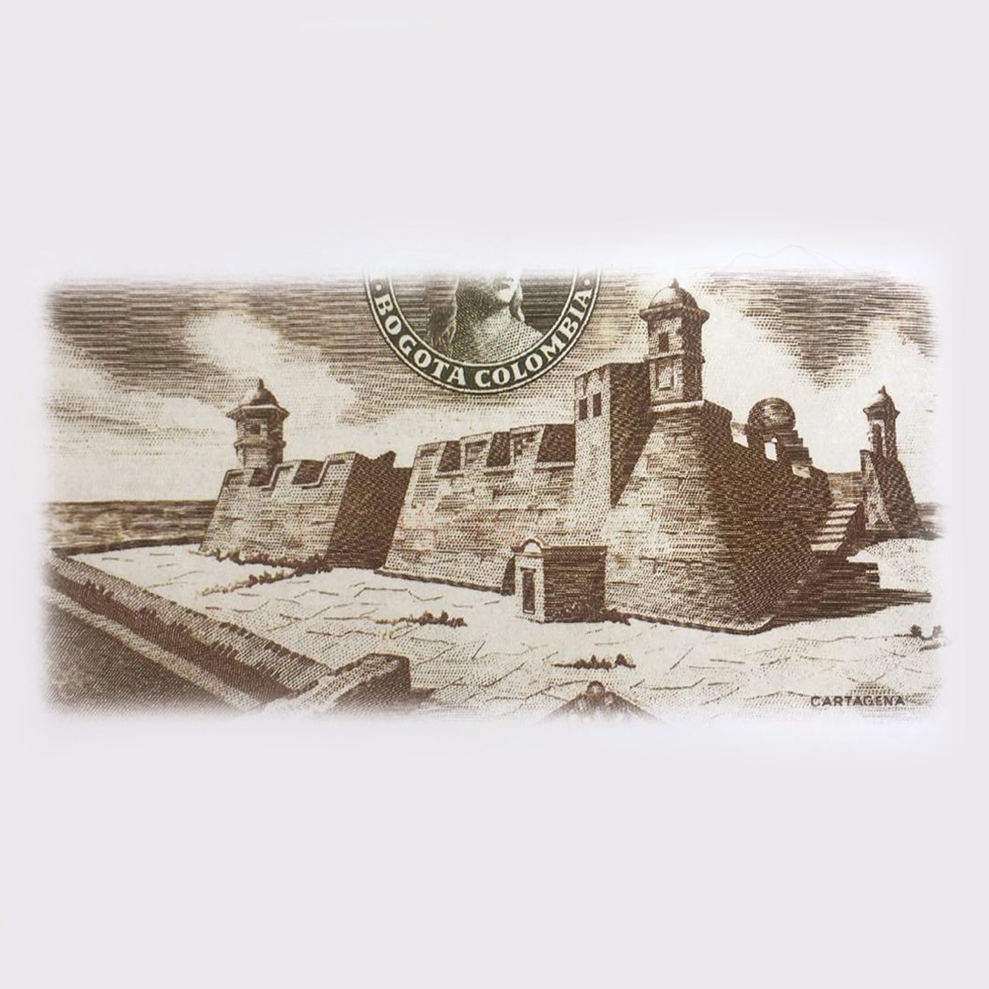 Banrepcultural's tweet image. ¡Nos vamos pa´ Cartagena! 💃 

Nuestro paseo de domingo es al Castillo de San Felipe de Barajas de Cartagena, a través de este billete de $5 de 1961. El reverso se ilustra con la  fortificación cartagenera, y en el anverso aparece la  imagen de José María Córdoba.
¿Lo conocían?🤔