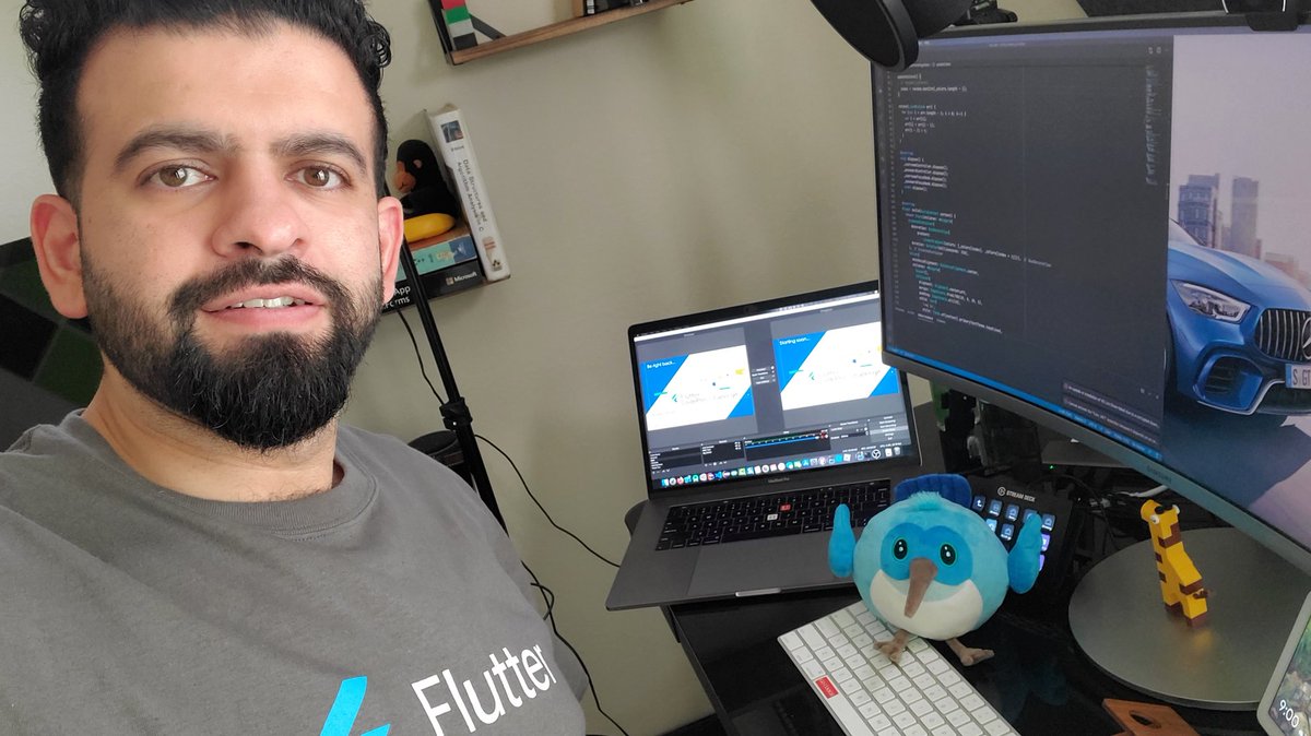 HussainNAbbasi's tweet photo. Dash and I going live shortly to work on this week's #Flutter #CodePenChallenge. Come hang out. 
https://t.co/rBudi67oZA https://t.co/hsqNNMrlZW