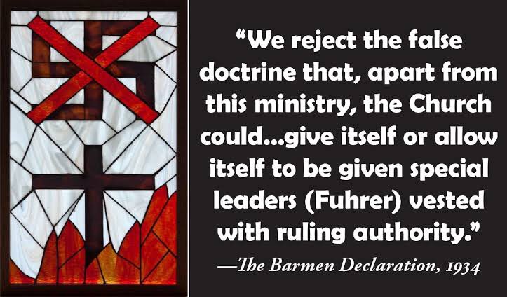 SevakMasih's tweet photo. @IntellectualKs1 @Victoryvox It’s naive to take Hitler’s speeches at face value. He was basically a pagan but wanted the support of the church. All politicians want to use religion for their benefit. Many German Christians opposed Hitler. Please read about the #ConfessingChurch and the #BarmenDeclaration. https://t.co/5AqvnIX7zD