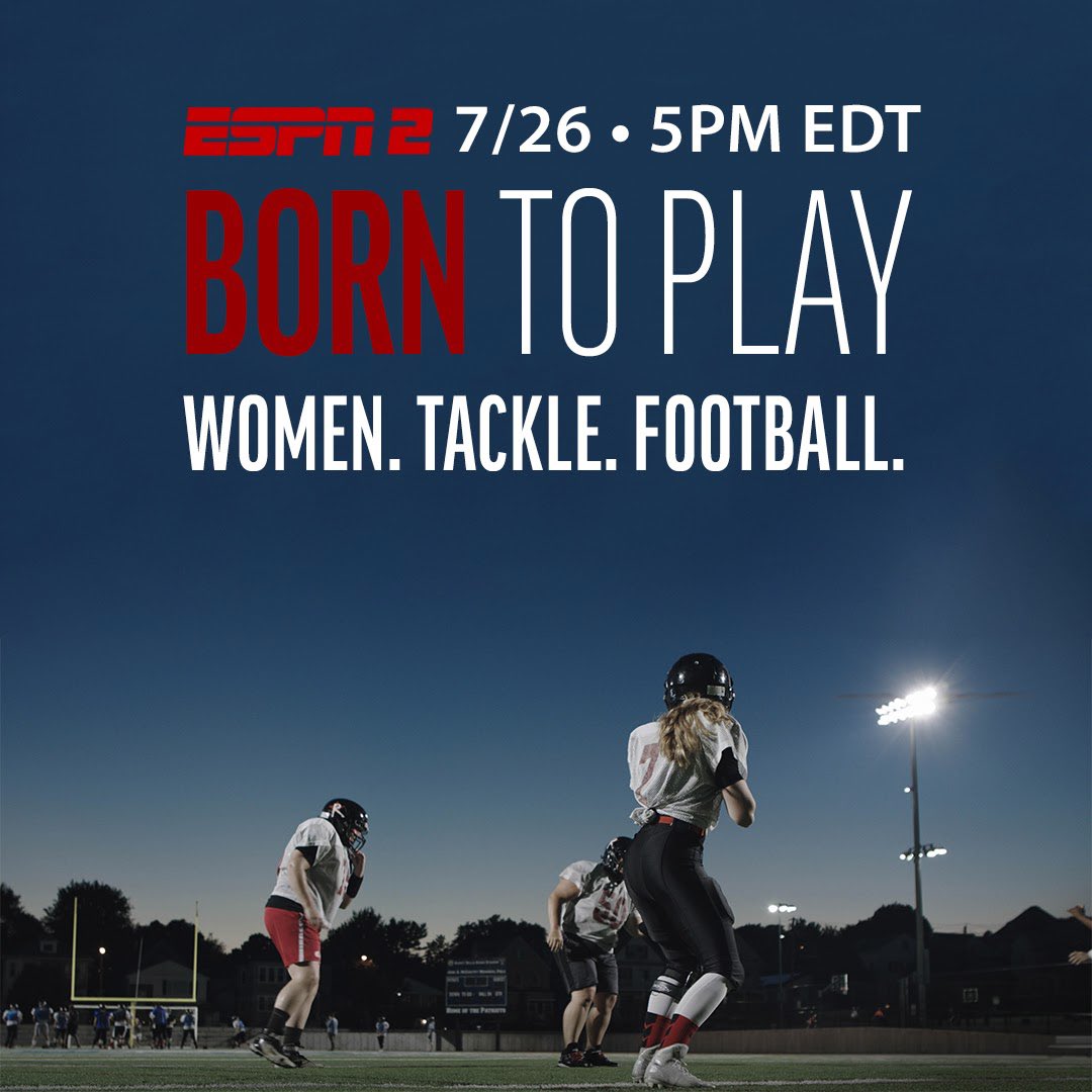 Born To Play (@borntoplaymovie) on Twitter photo What an epic day of sports ahead of us. The <a href="/NWSL/">National Women’s Soccer League</a> championship at 12:30pm ET, the <a href="/WNBA/">WNBA</a> all day and then Born To Play at 5pm ET on ESPN2! LET’S GO! #BornToPlay #WomenTackleFootball <a href="/GoRenegades/">Boston Renegades 🏈</a> What an epic day of sports ahead of us. The <a href="/NWSL/">National Women’s Soccer League</a> championship at 12:30pm ET, the <a href="/WNBA/">WNBA</a> all day and then Born To Play at 5pm ET on ESPN2! LET’S GO! #BornToPlay #WomenTackleFootball <a href="/GoRenegades/">Boston Renegades 🏈</a>