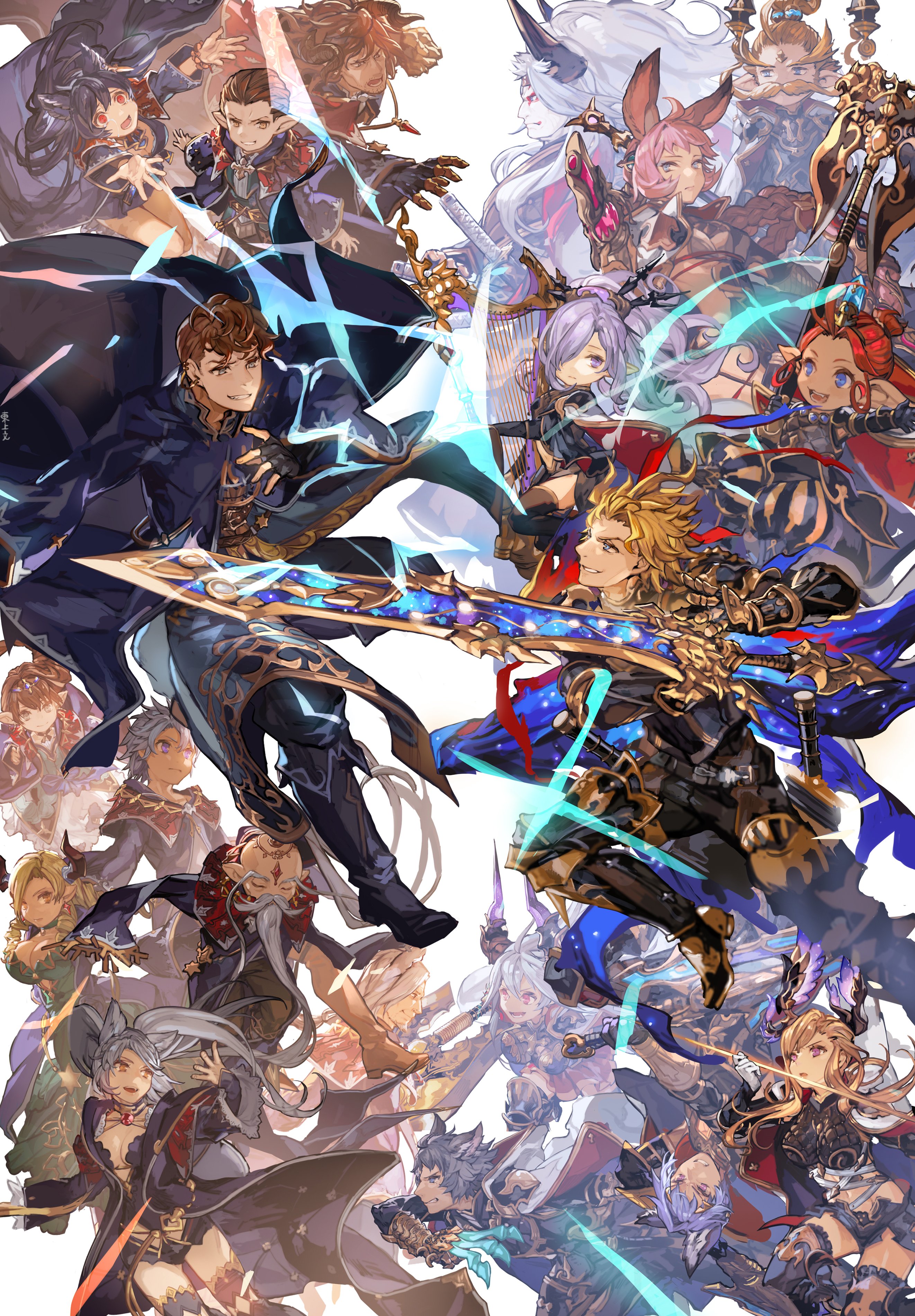 東上文 遅ればせながら十天衆十賢者集合イラストの制作過程gif 仕事の合間にやってたのでラフにゆっくり一ヶ月 清書作業にだいたい４か月 １人につき１ ２日で完成させるのを３０人分やる感じでした なお武器は １日かかる模様 グラブル