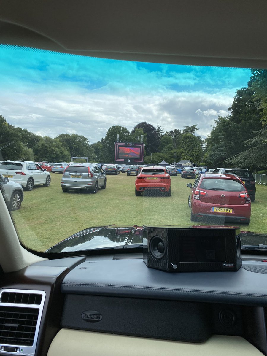 AbbyAvery_'s tweet photo. @TheLunaCinema currently at @warwickcastle screening - spaced us out so much with a huge gap in the middle, we’re so far back and the screen is SO SMALL!
 ... headache already straining my eyes 😩 #disappointed #lunacinema #driveincinema #warwickcastle https://t.co/aA6nydnVFo