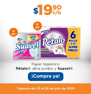 Promoción Chedraui fin de semana: 6 rollos de papel higiénico Pétalo Ultra  Jumbo a $19.90 y detergente Ace de 4 kg a $99