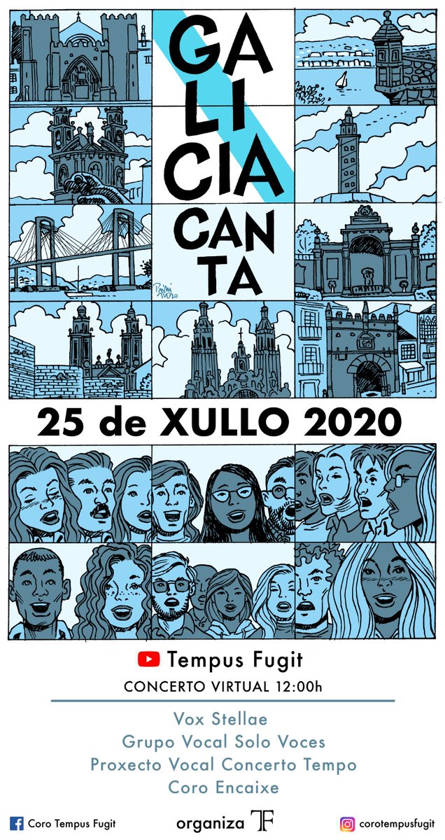 TFchoir's tweet photo. Xa tedes o primeiro concerto do Galicia Canta na canle de YouTube do coro. Subscribídevos!
Cada sábado ata o 15 de agosto un concerto máis!
https://t.co/82ZmC3Lzzo https://t.co/Pvlb6zPTzc