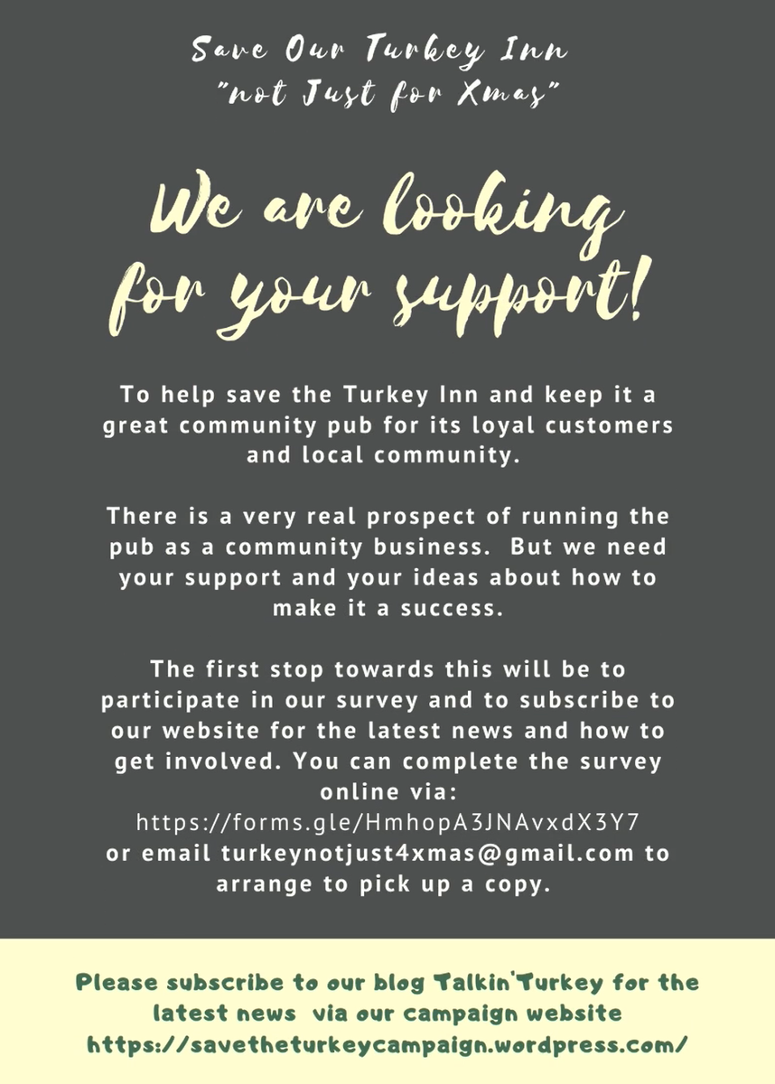 The_Turkey_Inn's tweet photo. Welcome to our campaign #SaveOurTurkeyInn #TurkeyNotJust4Xmas and our first tweet. https://t.co/xGnRE4TxPz