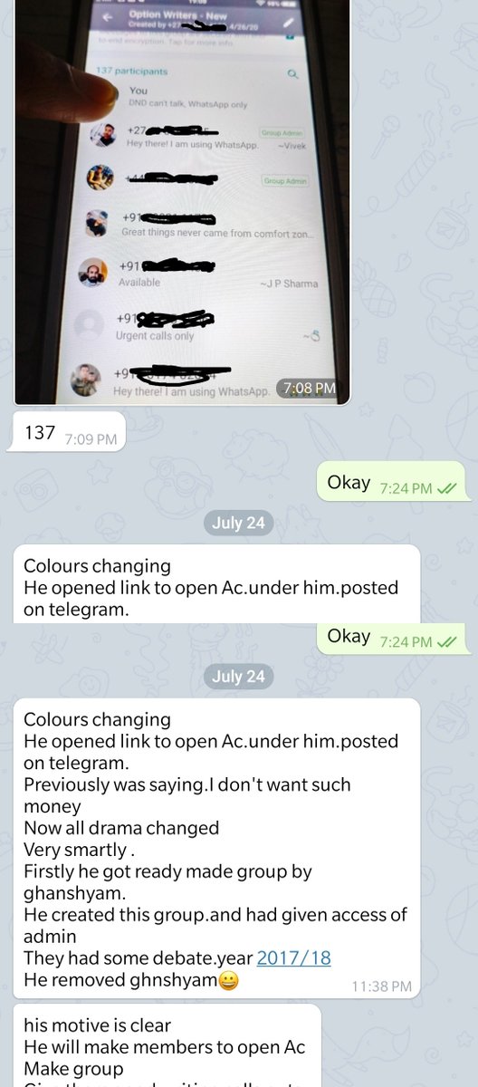 1 guy collected all haters, formed WhatsApp group against me,  @nitinbhatia121 and  @sunilminglani asking everyone to 'dislike' our videos. Great thought.Funny thing: he himself is "using" retailers, asking everyone to open account with one company to get commission.(10/n)